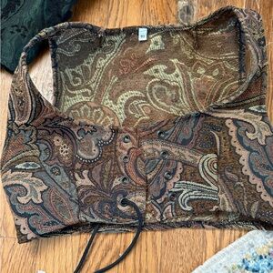 Brown Paisley Corset Top